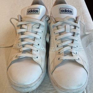 Adidas Cloudfoam boys/mens white sneakers, size 7.5